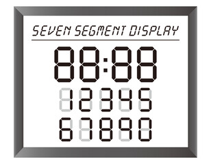7セグメントのデジタル数字のイラスト　デジタル表示の数字のベクターイラスト