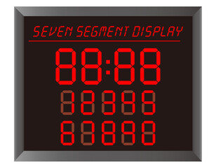 7セグメントのデジタル数字のイラスト　デジタル表示の数字のベクターイラスト