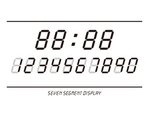 7セグメントのデジタル数字のイラスト　デジタル表示の数字のベクターイラスト