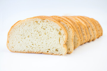 sliced loaf of bread on a white