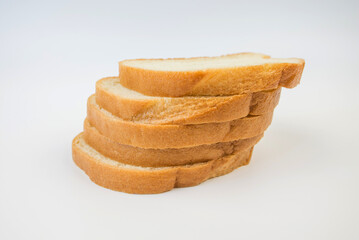 pieces of sliced loaf on a white background.