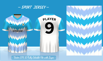 T-shirt sport template design for soccer jersey, football kit or basketball, badminton jersey. Sport uniform in front and back view. Sport shirt mock up for sport club. Vector Illustration.