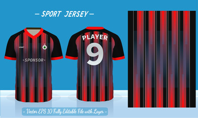 T-shirt sport template design for soccer jersey, football kit or basketball, badminton jersey. Sport uniform in front and back view. Sport shirt mock up for sport club. Vector Illustration.