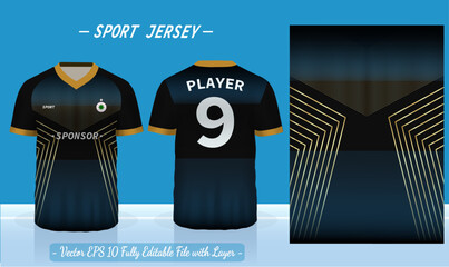 T-shirt sport template design for soccer jersey, football kit or basketball, badminton jersey. Sport uniform in front and back view. Sport shirt mock up for sport club. Vector Illustration.