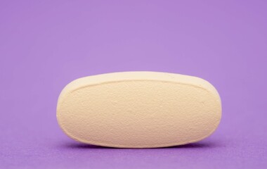 medical pill isolated on color background
