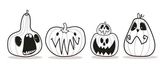 Halloween coloring page for kids. Halloween pumpkin.Trick or treat coloring page. Vector illustration	
