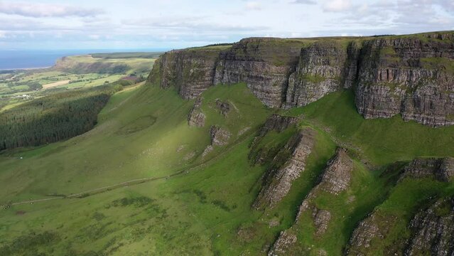 The beautiful Binevenagh mountain near Limavady in Northern Ireland, United Kingdom