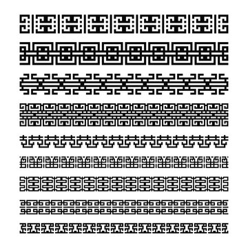 abstract ancient greek motif border decoration set