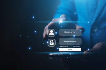 High technology security protection concept. Two-step verification, login, encrypted account identities to securely sign in or get a verification code.	
