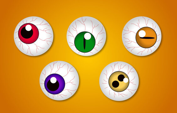 set of isolated eyes monster halloween