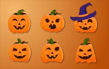 set of isolated halloween pumpkins
