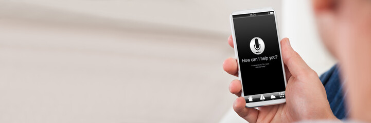 Over the shoulder view of the blank screen on a smartphone