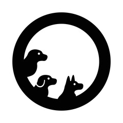 Three dog circle animal logo 