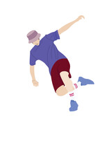 Dancing person jumping in air flat illustration design.