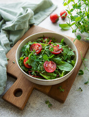 Vegan food: healthy fresh vegetables salad