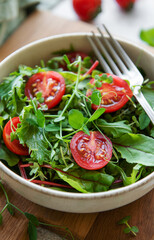 Vegan food: healthy fresh vegetables salad