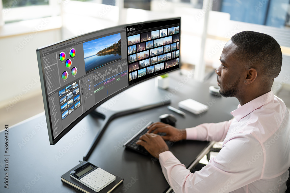 Poster Video Editor Or Designer Using Editing Software Tech