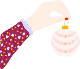 Christmas ornaments. Garlands, flags, labels, bubbles, ribbons and stickers. Collection of Merry Christmas decorative icons.