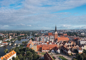Fototapeta na wymiar Skyline of Elbląg (Warmian-Masurian, Poland). Old Town panorama