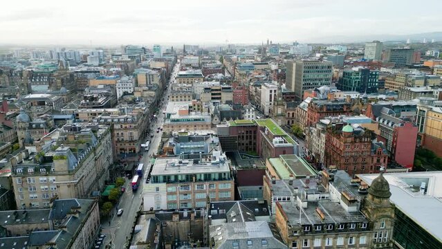 Aerial view over the city center of Glasgow - travel photography
