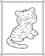 Cute tiger suitable for children's coloring page vector illustration