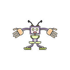 cute illustration monitor robot design