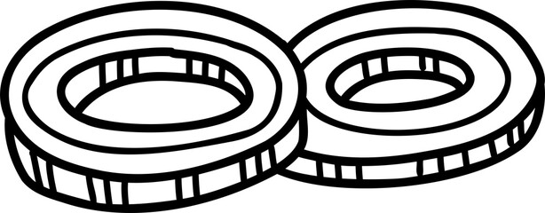 Fototapeta na wymiar Hand Drawn onion sliced into rings illustration
