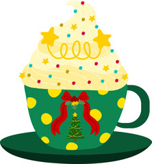 Christmas party toast. Garlands, flags, labels, bubbles, ribbons and stickers. Collection of Merry Christmas decorative icons.