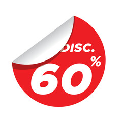 discount sale 60% sticker label vector design