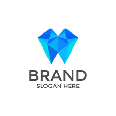 tooth origami logo blue geometric template