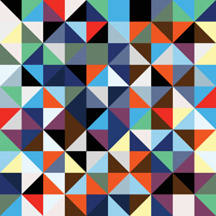 Abstract Bauhaus geometric pattern background, vector circle, triangle and square lines color art design. Colorful Bauhaus pattern background