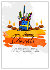 Happy Diwali, Festival of lights ,Vector illustration and Beautiful greeting card for celebration of shubh deepawali