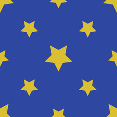 Yellow star pattern on blue background.