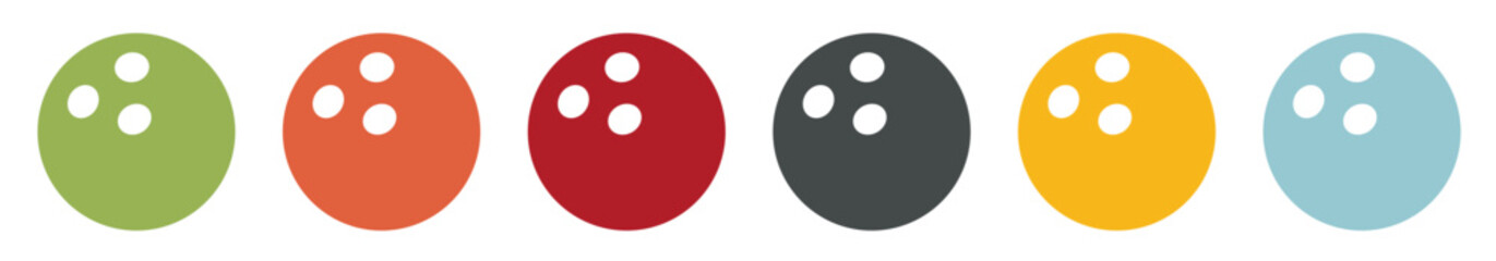 Group of coloured bowling ball icons