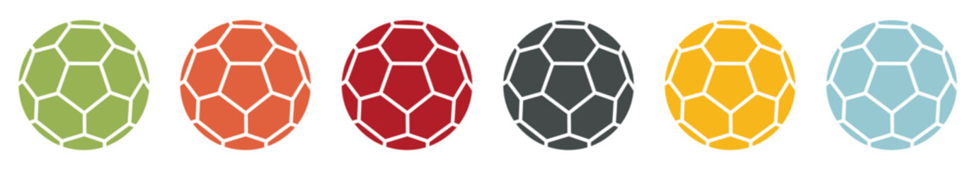 Group of coloured handball sport icons - obrazy, fototapety, plakaty