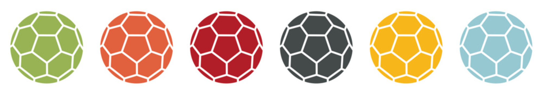 Group of coloured handball sport icons