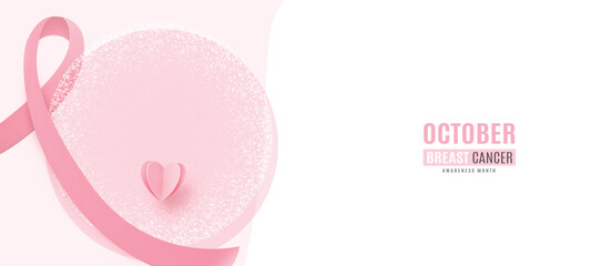 Breast cancer awareness month vector banner background, minimal