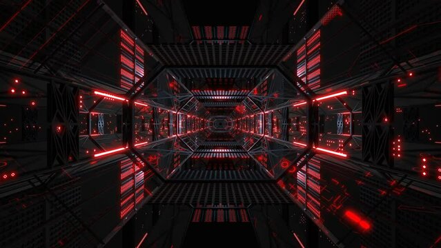 VJ トンネル 基地 回廊 テクノロジー 夜 赤 [ループ対応] [別Verあり]