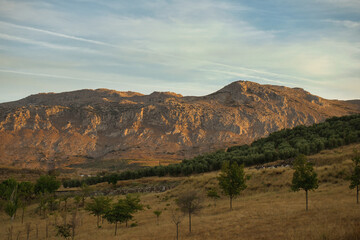 Beautiful rural landscape at sunset