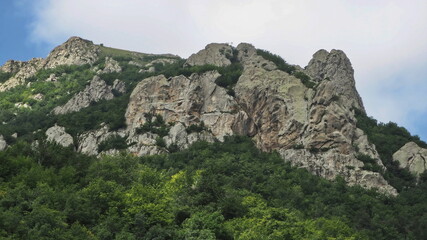 Fototapeta na wymiar Mountain landscapes of the North Caucasus, view from Mount Beshtau. Pyatigorsk, Russia.