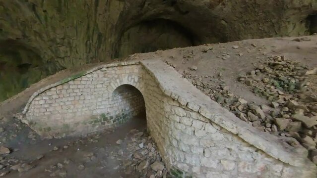 Devetashka cave with holes on the ceiling