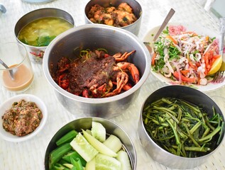 Myanmar seafood curry recipes in Chaugtha beach. Delicious menu.