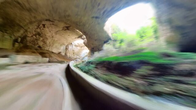 Devetashka cave with holes on the ceiling