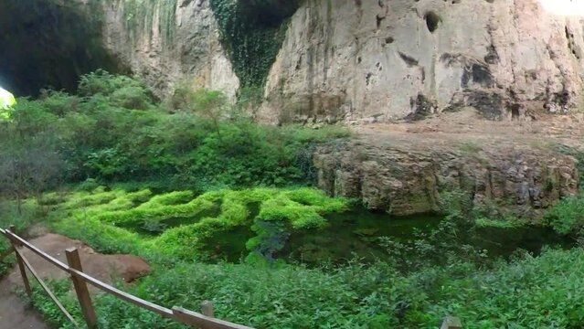 Devetashka cave with holes on the ceiling