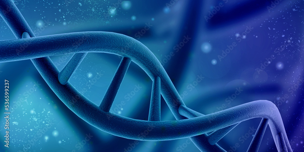 Poster 3d render of dna structure, abstract background