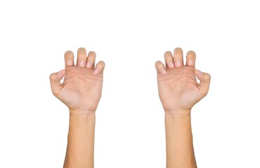 Hands of Asian young man. Concept of rheumatoid arthritis, osteoarthritis, or joint pain