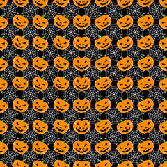 Pumpkin Pattern Smile Spider Web Seamless Halloween
