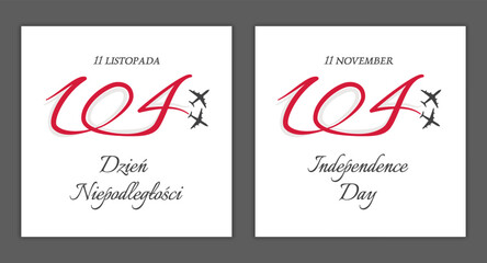 104 Anniversary. Poland. Independence Day. Polish and english. 