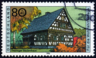 Postage stamp Germany 1996 Farmhouse, Thuringia