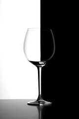 wine glass on black and white
